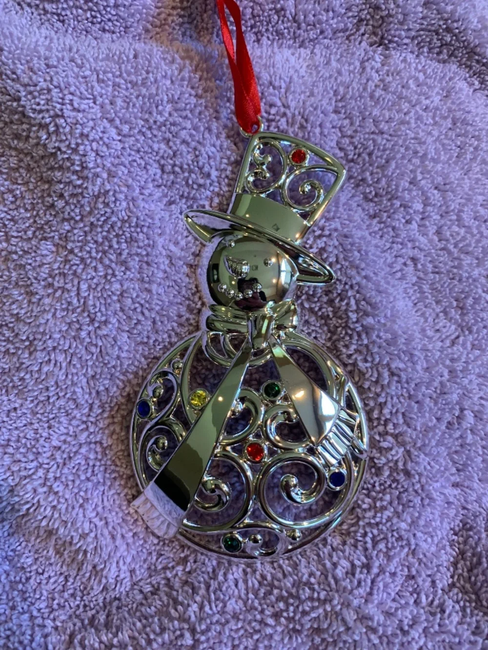New in Box Lenox Set of 5 Silvertone Christmas Ornaments